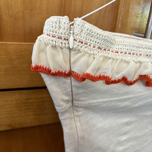 FREE PEOPLE Float On Ruffle Crop Tube Top Shirt XS Ivory boho festival ruffle - Picture 6 of 11